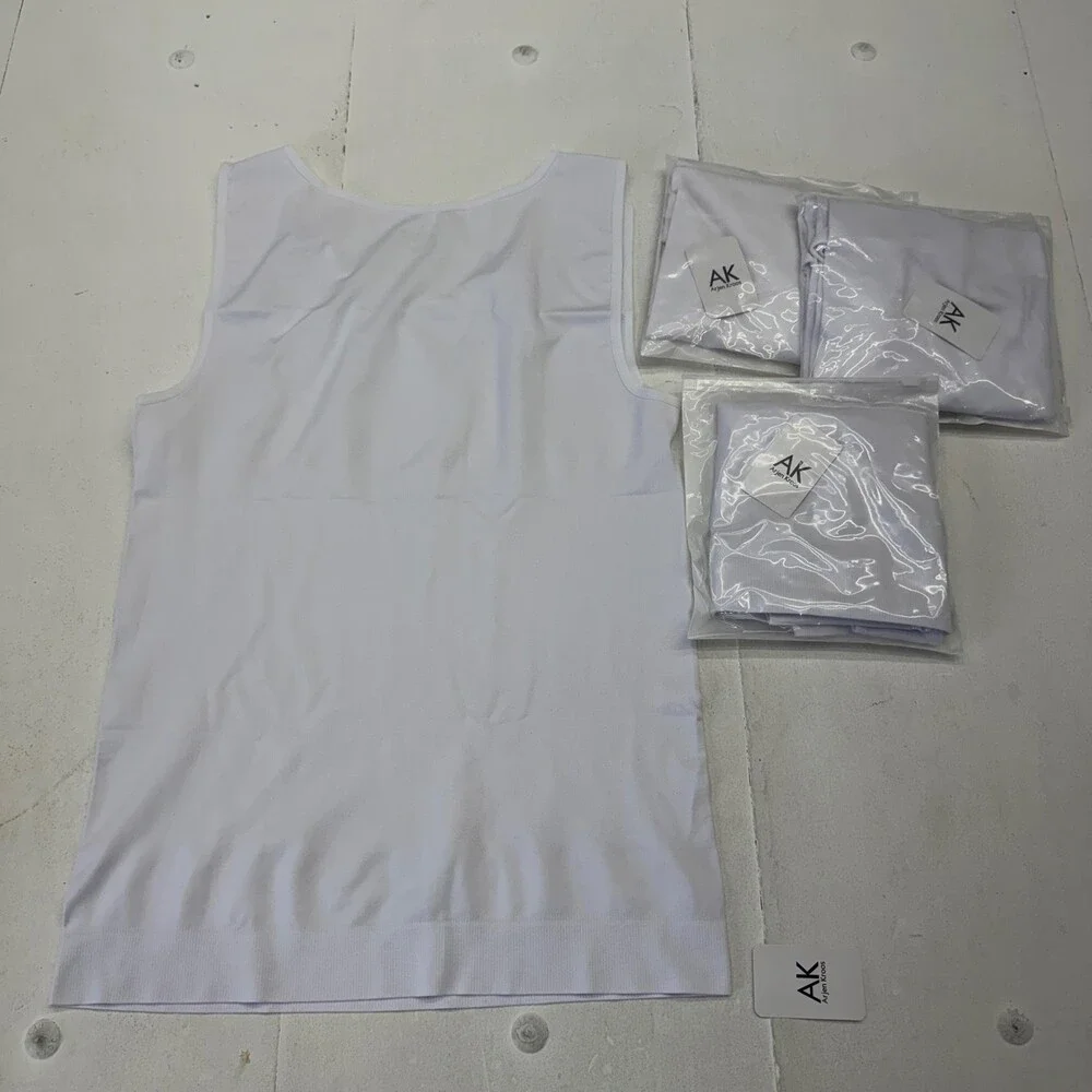 Arjen Kroos Tank Undershirt Mens XL White Shapewear 4 Pack Microfiber Stretch